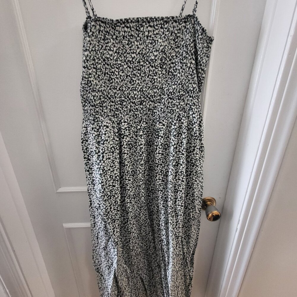 Reitmans Smocked Floral Midi Dress - Green & White Ditsy Print - XL